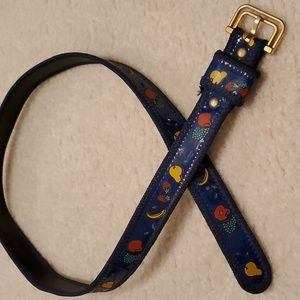 36” Navy Belt 1970’s Fruit Unique Design Has Metal Gold Tone Clasp